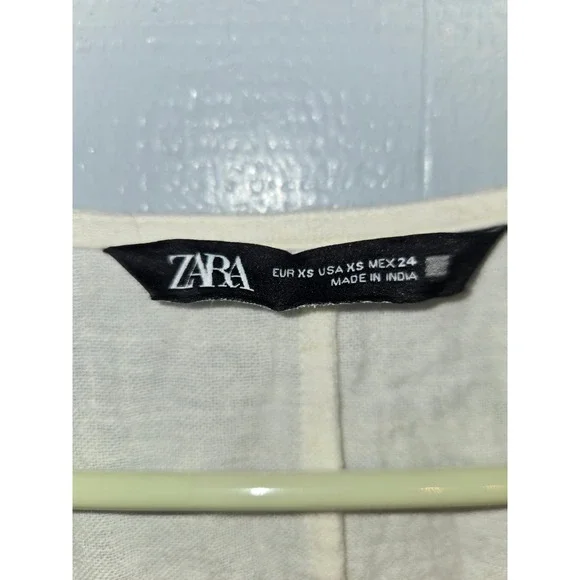 Zara Boho Embroidered White V-Neck Balloon Sleeve Mini Babydoll Dress XS - Picture 6 of 6